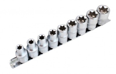 Steckschlüssel Einsatz Satz E-Profil 9tlg Außen Torx  1/2'' Stecknuss E10-E24 KFZ