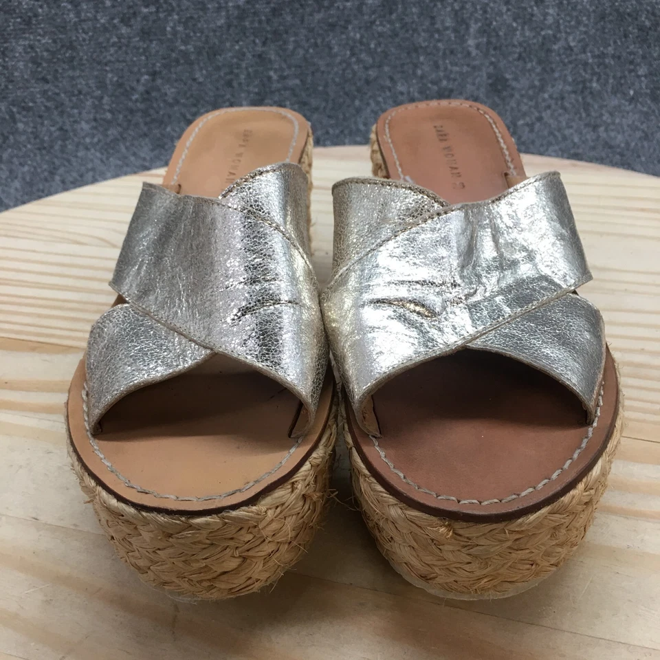 Sandalias Zara Mujer 38 Alpargata Plateadas Sin Cordones Informales Punta Abierta Tacones de Cuña Foto 4 de 4