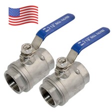 1-1/4 inch Ball Valve,Female NPT 316 Stainless Steel Full Port,2-Piece, 2Pack