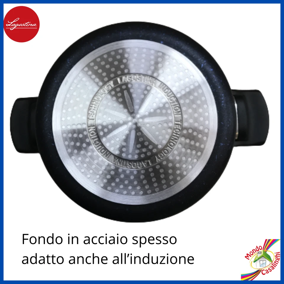 Lagostina pentolino pentola 18 antiaderente a induzione pietra padella per pasta - Immagine 3 di 4