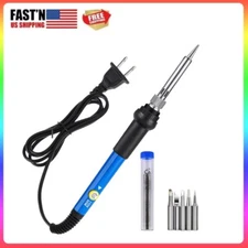 Electric Soldering Iron Kit Adjustable Temperature 5pcs Replaceable Iron Tips