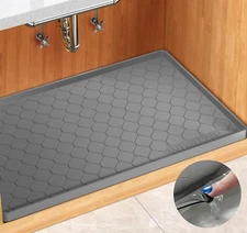 Waterproof under Sink Mat 34" X 22" Cabinet Liner for Kitchen and Bathroom, Shel