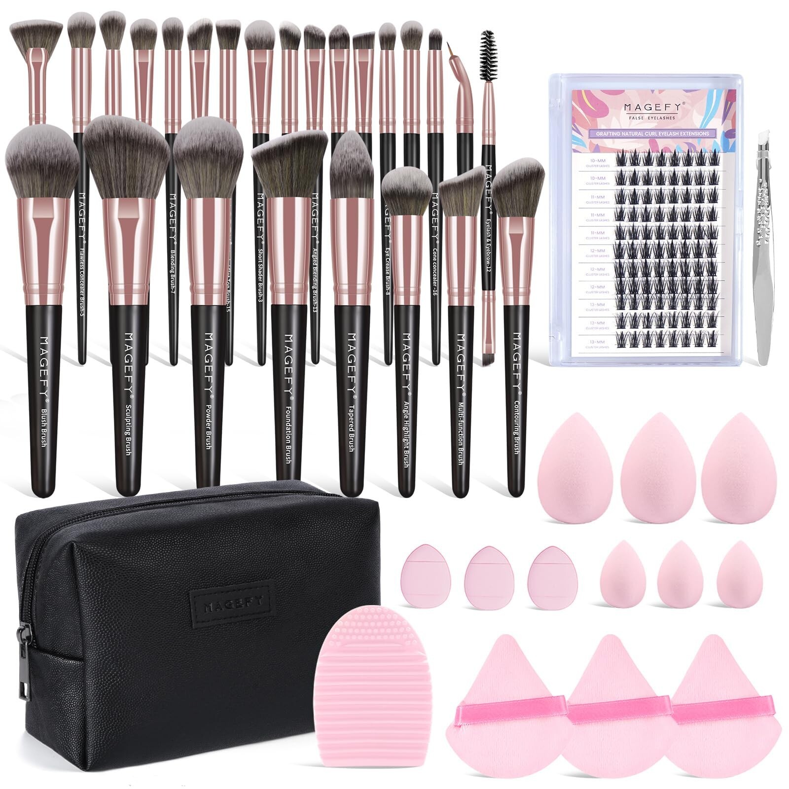 MAGEFY Makeup Brush Set 40 Pcs Makeup Tool Set Premium Synthetic Foundation P...