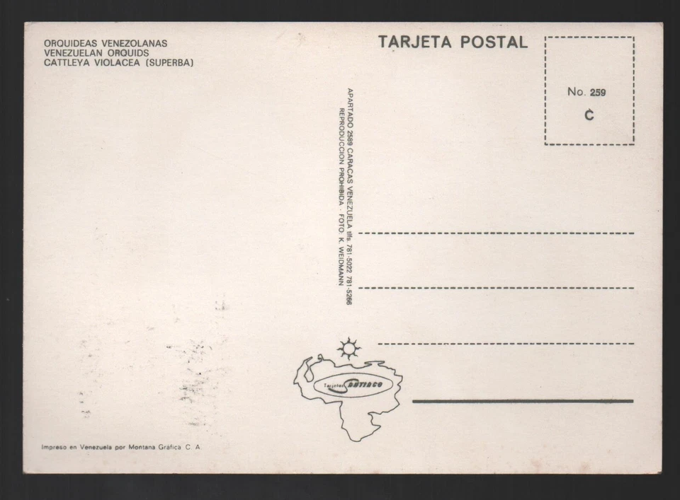 Venezuela: Tarjeta postal con sello de recuerdo hoja de orquídeas 1991... VZ2570 Foto 2 de 2