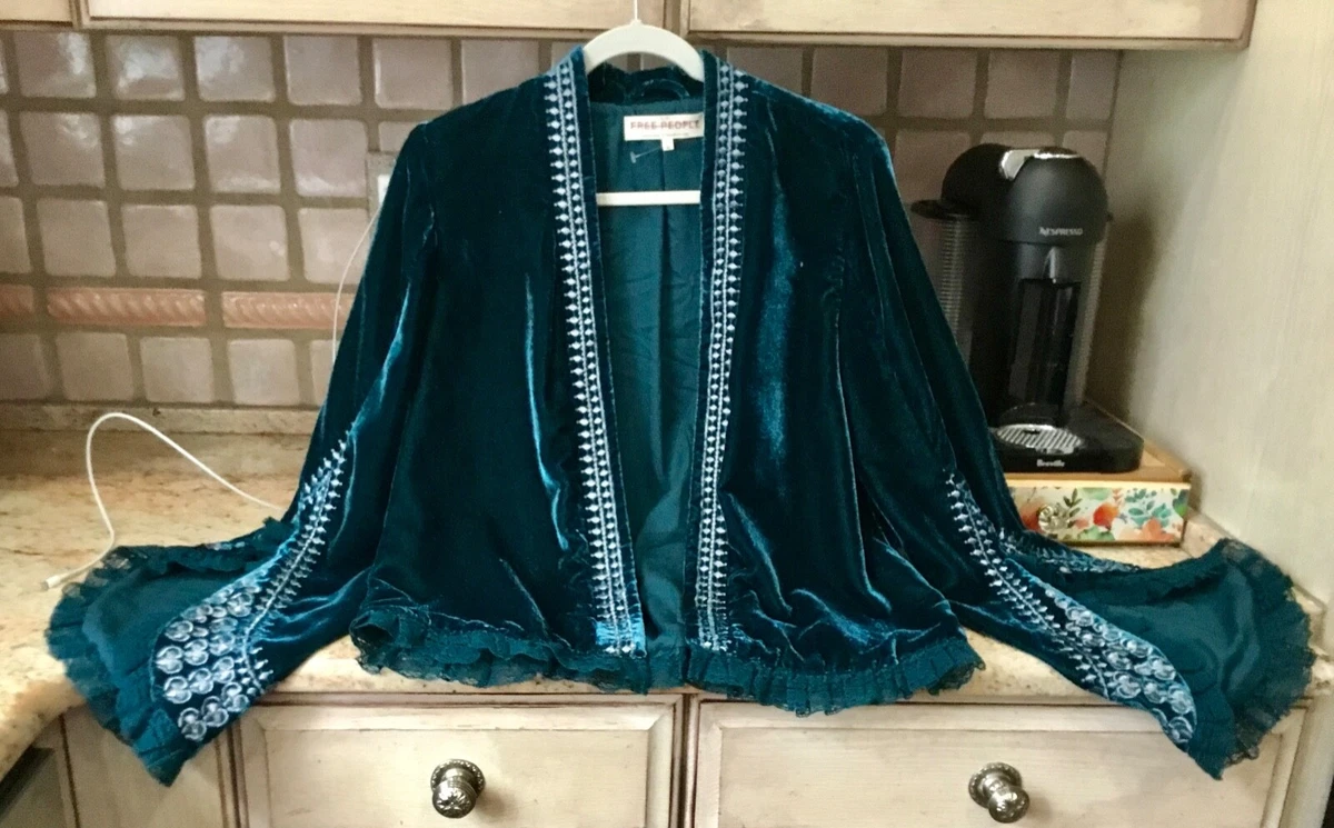 Free people deals velvet trimmed blazer