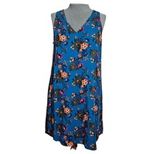 Blue Floral Sleeveless Mini Dress Size Medium 