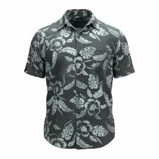 Jack O'Neill Collection Mens XXL Grey Floral Hawaiian Short Sleeve Button Shirt