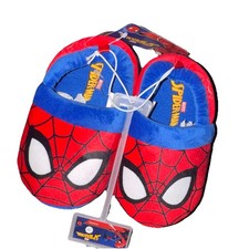 Spider-man NWT Toddler Boys Size 7/8 Plush Slippers Red And Blue