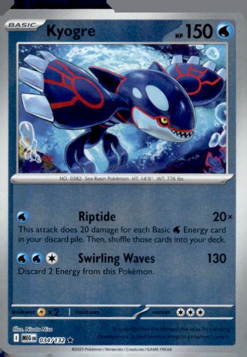 Kyogre Holo Rare ME01: Mega Evolution 034/132 NM