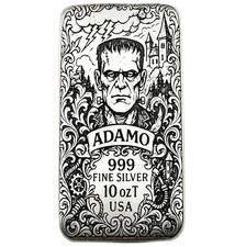 10 oz Silver Art Bar 999 - Frankenstein - Exclusive Ltd. Edition - Adamo Metals 81.61 per troy oz