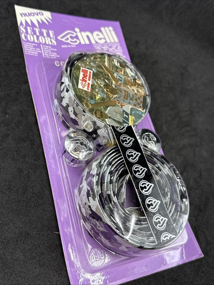 Fita de guidão Cinelli CORK VINTAGE NOVA NA CAIXA cinza/roxo/branco - Feita na Itália! - Imagem 2 de 4