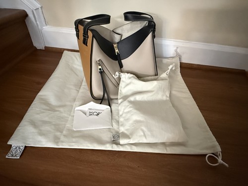Loewe Small Hammock Tri-Color Leather Shoulder Bag - Black, Brown, Beige