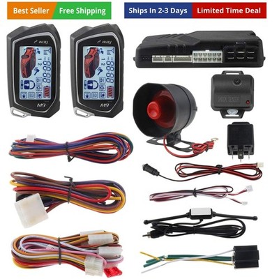 2 Way Car Alarm System with 1.73 inch Big LCD Pager Display Remote Starter Tu...
