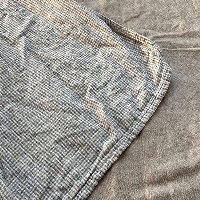 Room & Board Queen Blanket 92 x 93'' Gray & Ivory Houndstooth Linen Blend
