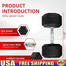 Hex Dumbbell Anti-Slip Solid Steel 35 lb Weight Comfort Grip Strength Training