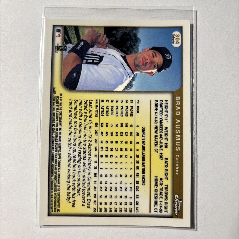 1999 Topps Chrome BRAD AUSMUS #304 Refractor Detroit Tigers - Image 2 of 2
