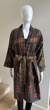 100 Silk Reversible Mid Kantha Jacket, One Size