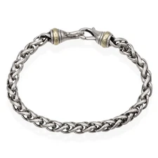 David Yurman 14k Yellow Gold and Sterling Silver Wheat Chain Bracelet