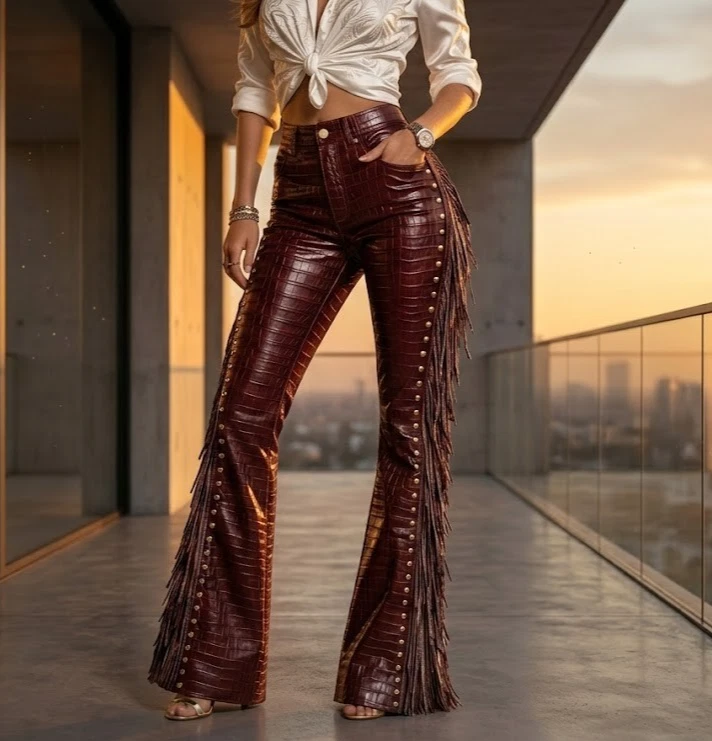 Flared Leather Pants for Women for sale | eBay