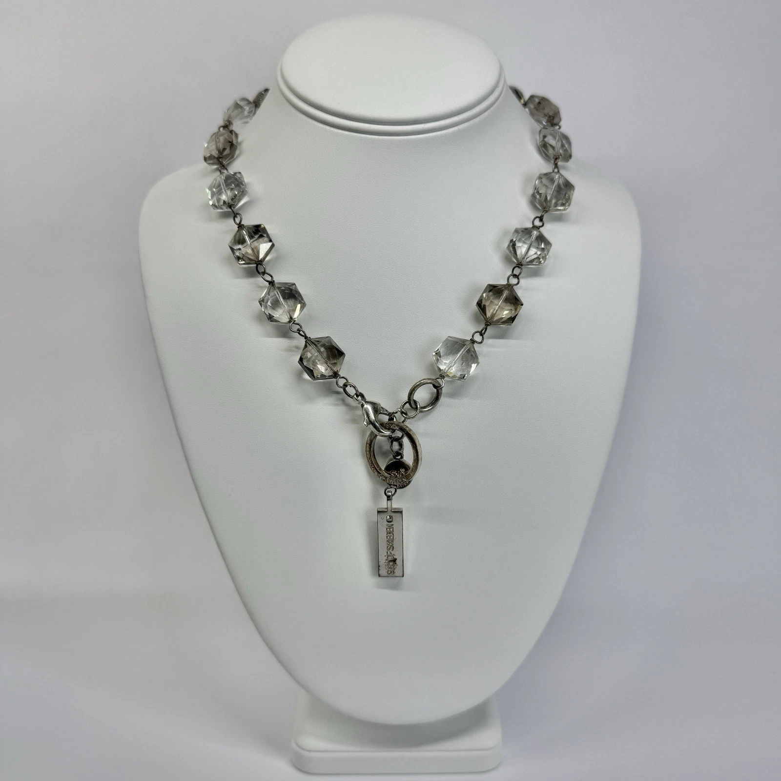 SNO of Sweden Faceted Glass Crystals Silver Tone Vintage Necklace Jewelry N631
