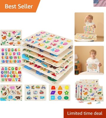 Safe and Engaging 6-Piece Wooden Toddler Puzzles - Learn and Play with GRINNNIE
