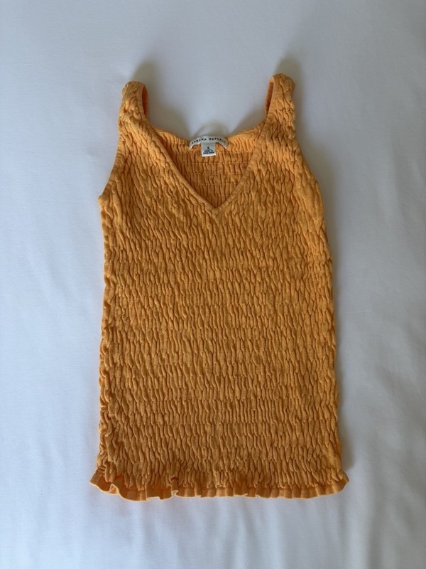 Banana Republic - Women's Orange Ruched V-Neck Sleeveless Tank Top - S