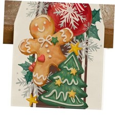 Merry Christmas Table Runner, Gingerbread 13" x 72", Table Runner Multi Color
