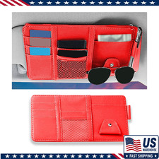 Car Sun Visor Organizer Sunglasses Holder Pocket Storage Documents Ccolor Red