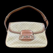 Vintage GUCCI Brown Micro GG Horsebit Flap Crossbody Shoulder Bag