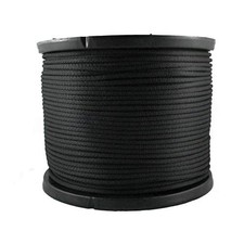 QNR 1/4" Black Polyester Rope, Solid Braid Dacron Utility Rope, 500 foot spool