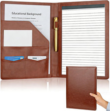 Padfolio Portfolio Binder, Faux Leather Folio Folder Organizer, Brown