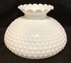 Large VTG Hobnail Ruffled Edge Milk Glass Lamp Shade 11" Diameter x 6.5" Tall