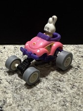 Vintage Easter Bunny Driving Pink VW Beetle Race Car Wind-up Toy by Applause