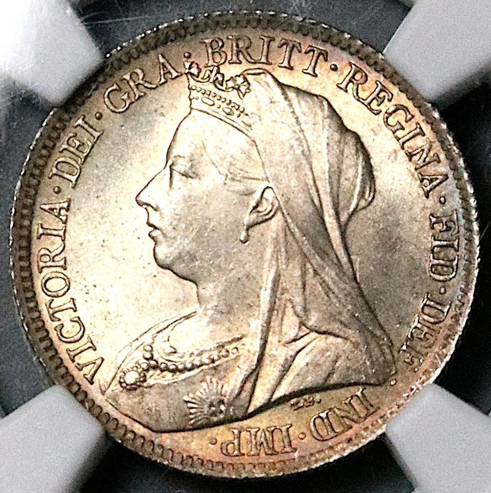 1901 NGC MS 65 Victoria 6 Pence Great Britain Gem Sterling Silver Coin 25112205C - Image 2 of 4