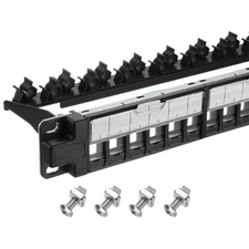 Patch Panel, 1U Key Stone Blank Network 24-Port Patch Panel, 19" x 1.7" x 6.7"