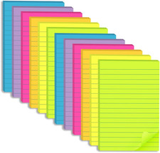  12 Pack Lined Sticky Notes 4X6 In,Large Notepads with Lines,Ruled Stickies Sup