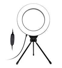Blucoil 6in Selfie Ring Light w/Desk Tripod Stand, 3 Modes, 11 Brightness Levels