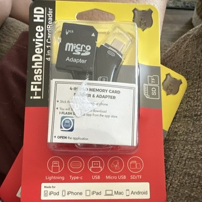 i-FlashDevice HD NK-908 4-in-1 SD/microSD Reader Adapter Lightning USB-C