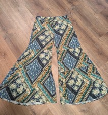 Johnny Was Pants Womens Medium Wide Leg Palazzo Boho Elastic Waist with Tie