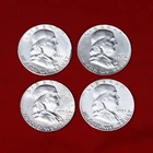 4 Silver Franklin Half Dollars 51D 51S 57D 58 - Ungraded - From Collection  B827