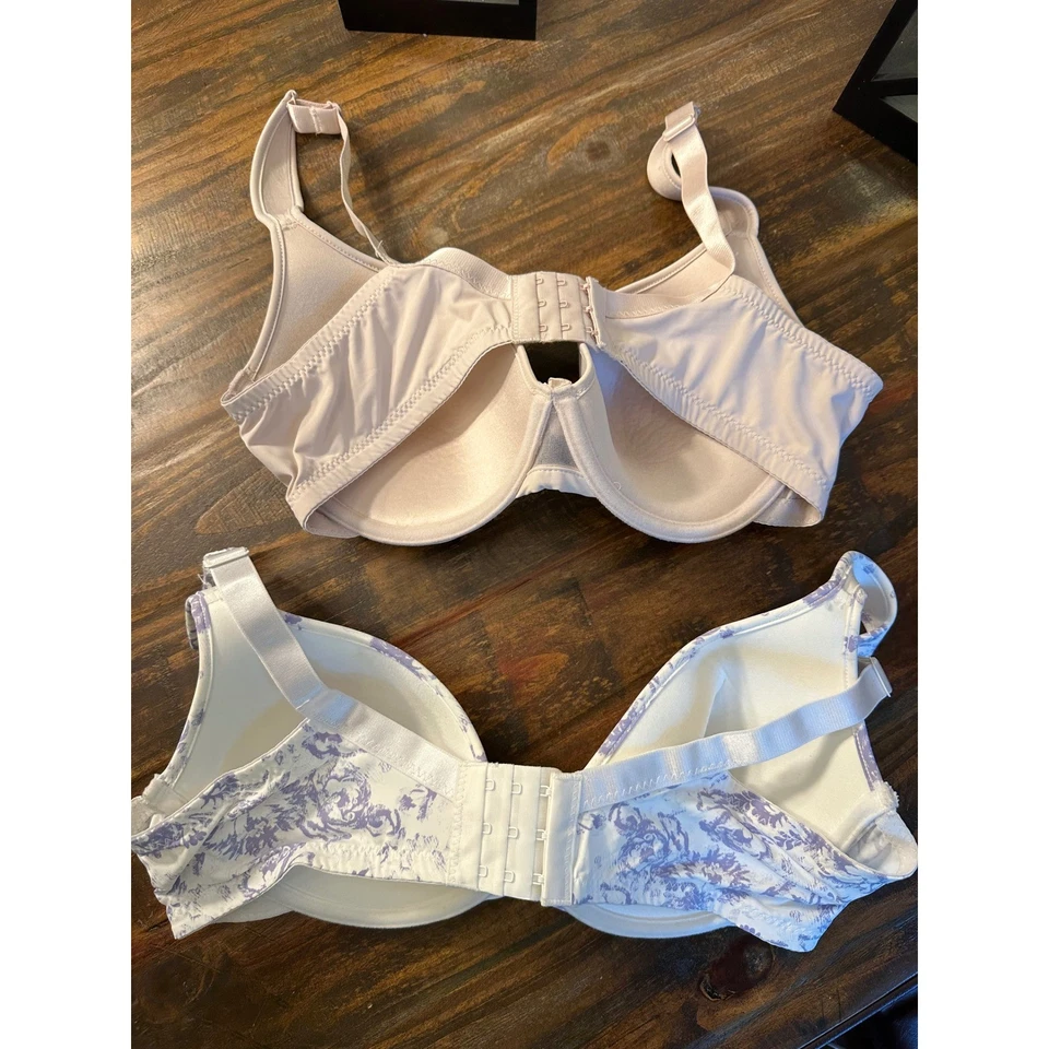 Lote de 2 sujetadores Jezebel 38D beige púrpura floral con aros cobertura completa Foto 3 de 4