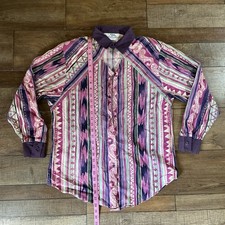80s VINTAGE Size 38 - Roper USA Aztec Western Shirt Purple Cowboy Cotton 70708