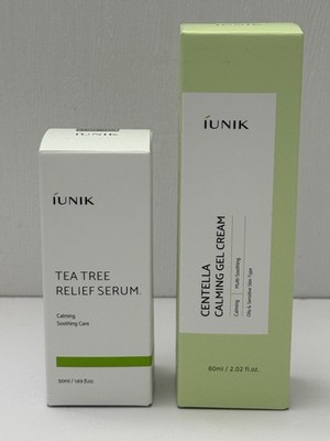 IUNIK Calming Hydration DuoITea Tree Relief Serum & Centella Gel Cream exp 03/28
