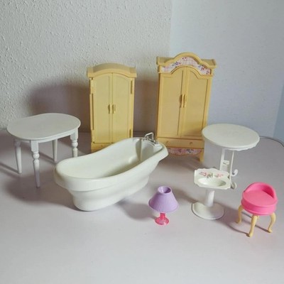 Vintage Mattel Barbie Möbel Set Schrank Badewanne Tische Zubehör 90er Jahre