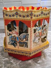 Vintage Toy Cardboard Windup Rotating Musical Carousel Properly Working Preowned