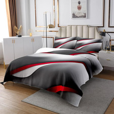 Chic Abstract Stripes King Size Bedspread Set with 3D Gradient Comforter