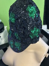 SEQUIN ST PATRICK'S DAY IRISH CAP BASEBALL SHAMROCK HAT PARADE COSTUME NEW 