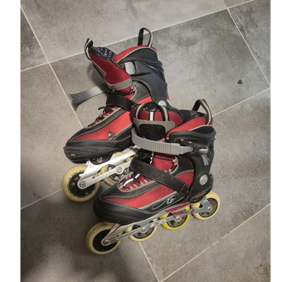 Rollerblade Fitness-Skates mit Tasche und Ersatzrollen, rot-schwarz Set