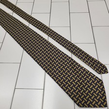 Vintage Polo Ralph Lauren Blue / Gold Geometric Silk Tie 3.5" x 56" Made In USA