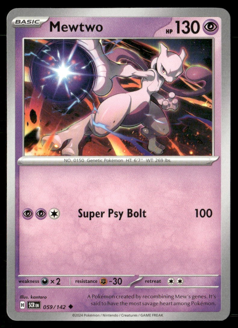 Mewtwo Stellar Crown 59/142 Uncommon Pokemon Near Mint